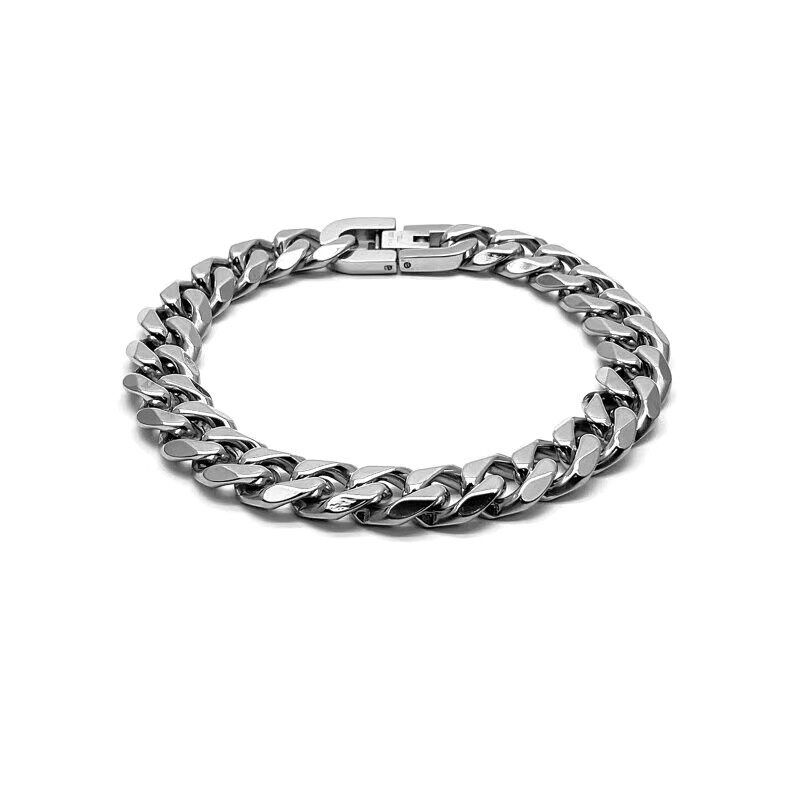 

Non-Fading Cuban Classy Bracelet Men Simple Jewelry Internet Hot Fashion Elegant Fancy Handsome Bracelet Six-Sided Polished Bracelet 18cm
