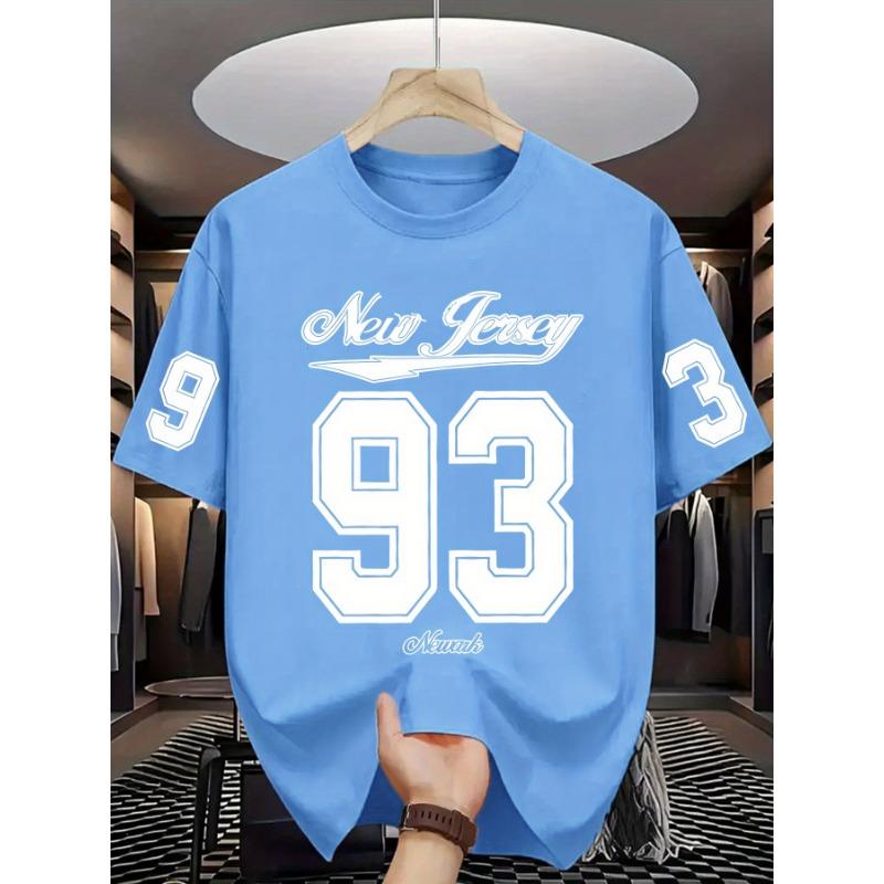 Fashion Plus Size Men'S T-Shirt - Large Size Trendy Top, Casual Athletic Design, Letter Number Print, Breathable Elastic Fabric