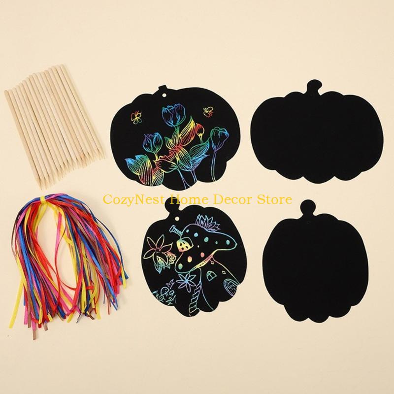 

92MF 48 Piece Rainbows Scratch Paper Set for Children Creative Play Halloween Bookmarks Crafting Activity Supplies China Mainland