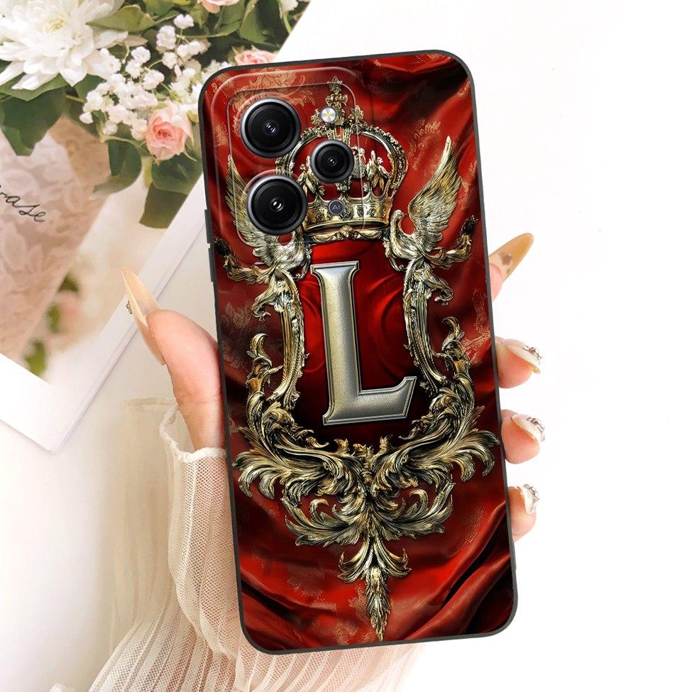 Cover For Redmi 12 Case Silicone Luxury Fashion A-Z Letters 2D Painted Phone Case 23053RN02A 23053RN02Y 23077RABDC