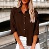 Women Shirt Lapel Long Sleeve Single Breasted Shirt Tops Pure Color Loose Fit Casual Shirt Work Party Daily Wear