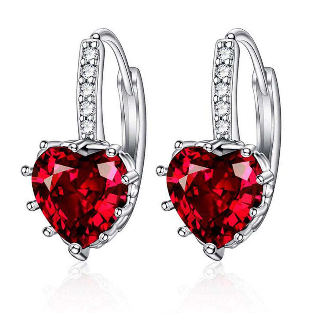 Women Earrings Heart-shaped Zircon Multi-color Fashion  Earrings