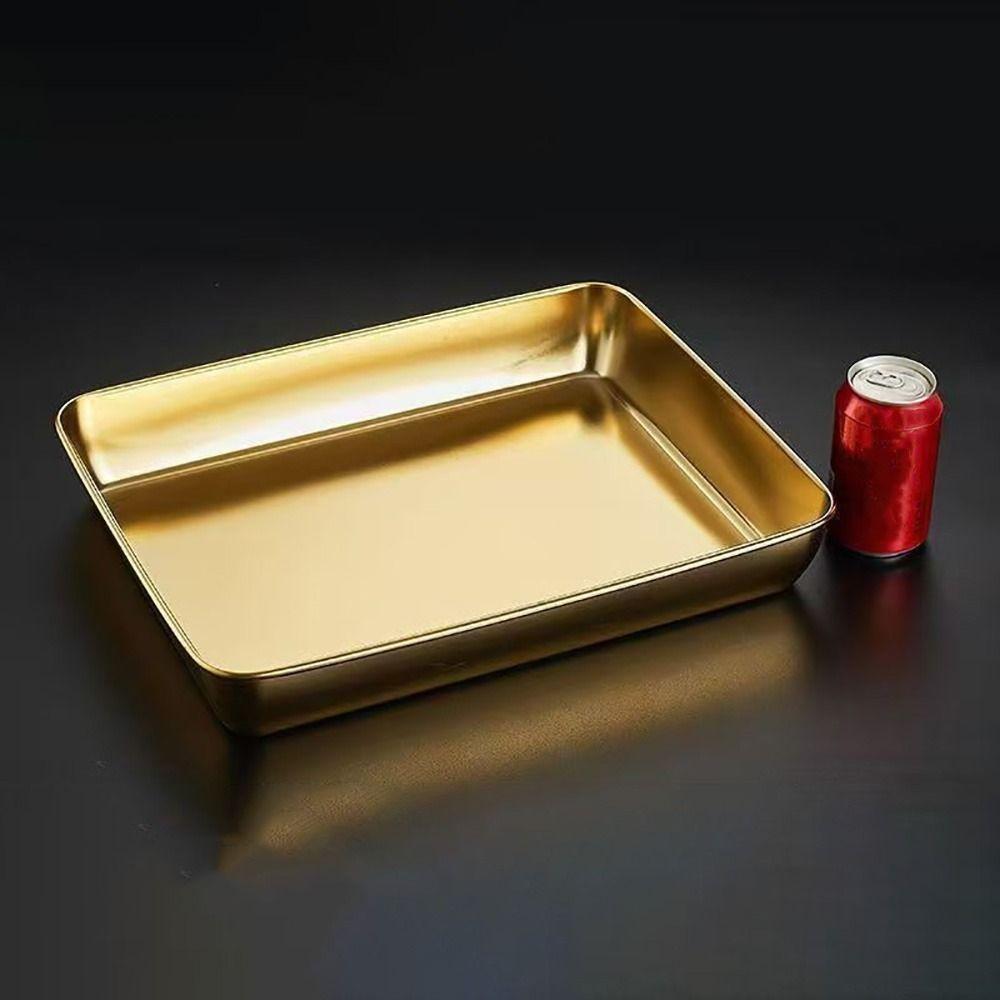 Gold Silver Multi-sizes Tray Stainless Steel BBQ Plate Durable Towel Tray for Homes