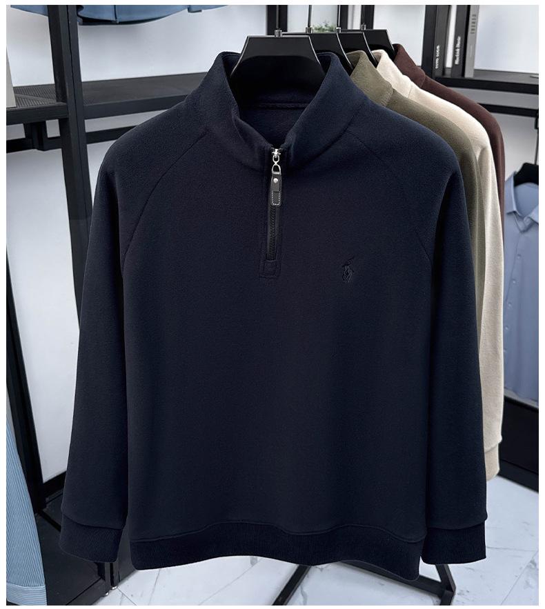 Herren Stickerei Wolle Plüsch Halbreißverschluss Hoodie - Verdicktes Herbst/Winter Basisschicht Oberteil