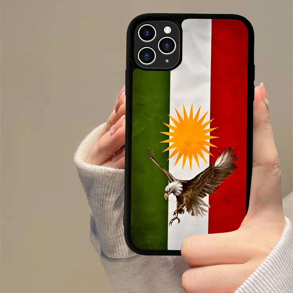 K-Kurdistan Flag Phone Case Silicone PC+TPU For For IPhone 11 12 13 14 15 16 Plus Pro Max Cover