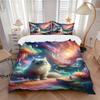3pcs Fantasy Cat Bedding Set - Includes One Quilt Cover and Two Pillowcases (No Core) - Anime Cartoon Design, Perfect for Bedroom and Guest