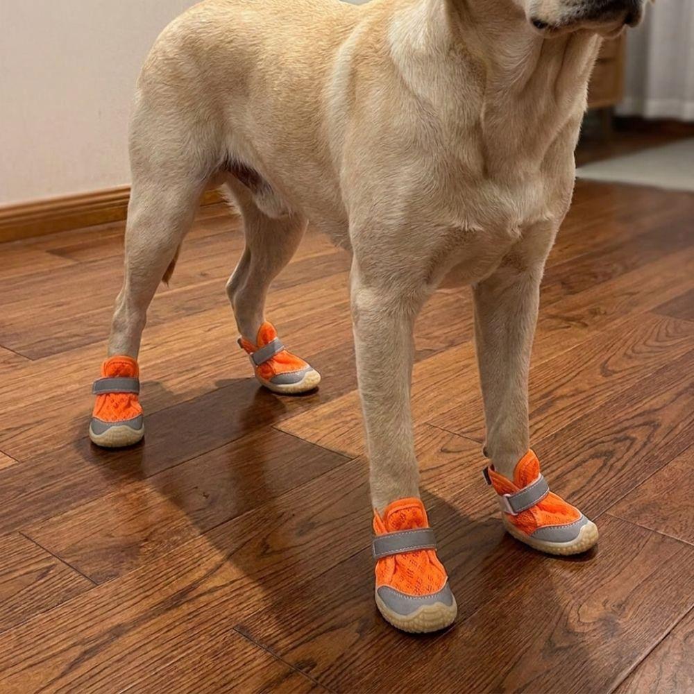 4PCS Breathable Puppy Foot Covers Reflective Pet Paw Protector Dog Mesh Shoes  Paw Protection