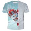 Boys' Merry Christmas Short Sleeve Summer Kids' Cartoon Santa Claus Elk Print T-shirt Casual Tshirt Loose Clothes Children Top