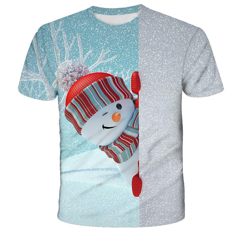 Boys' Merry Christmas Short Sleeve Summer Kids' Cartoon Santa Claus Elk Print T-shirt Casual Tshirt Loose Clothes Children Top