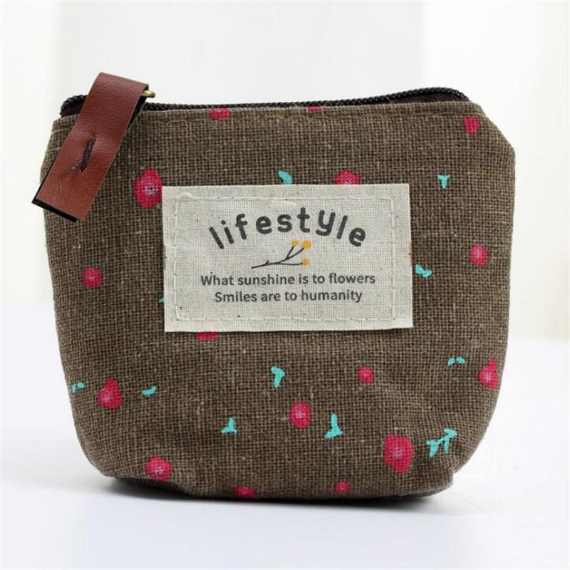 

Модные кошельки для монет с цветочным узором, маленький свежий холщовый кошелек для монет, женский кошелек для монет для девочек, наушники, ключ для монет, сумка для хранения денег, сумка на молнии коричневый