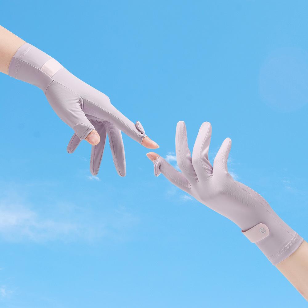 Sunscreen Gloves Summer Ice Silk Women's Outdoor Sports Ice Sensing Thin Breathable Non Slip Cycling Flip Touch Screen Gloves