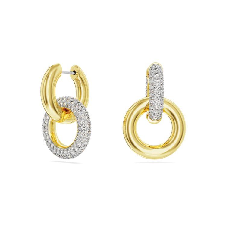 Swarovski Dextera Large Circle Inlaid Decorative Rhodium Plated Earrings Women earrings Gold 5668818 Box (Random Color)