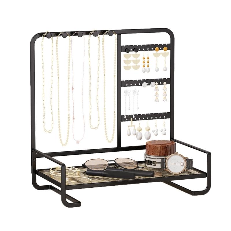 Elegant Metal Jewelry Stand with Tray Stylish Jewelry Stand Organizers Display Rack for Modern Home Accessory Storage