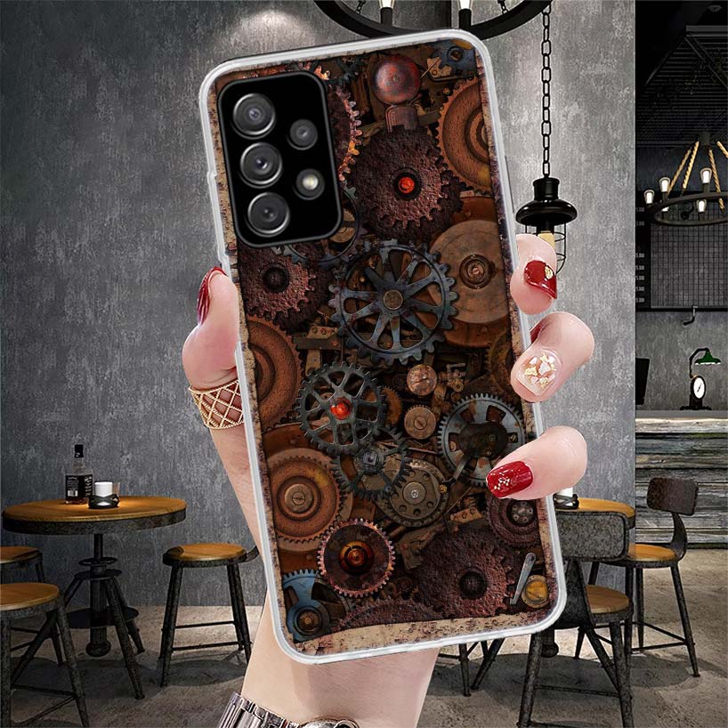 Steampunk Gear Mechanical Phone Case For Samsung Galaxy A12 A22 A32 A52 A72 A02S A51 A50S A71 A70 A31 A20S Note 20 Ultra S10 A10