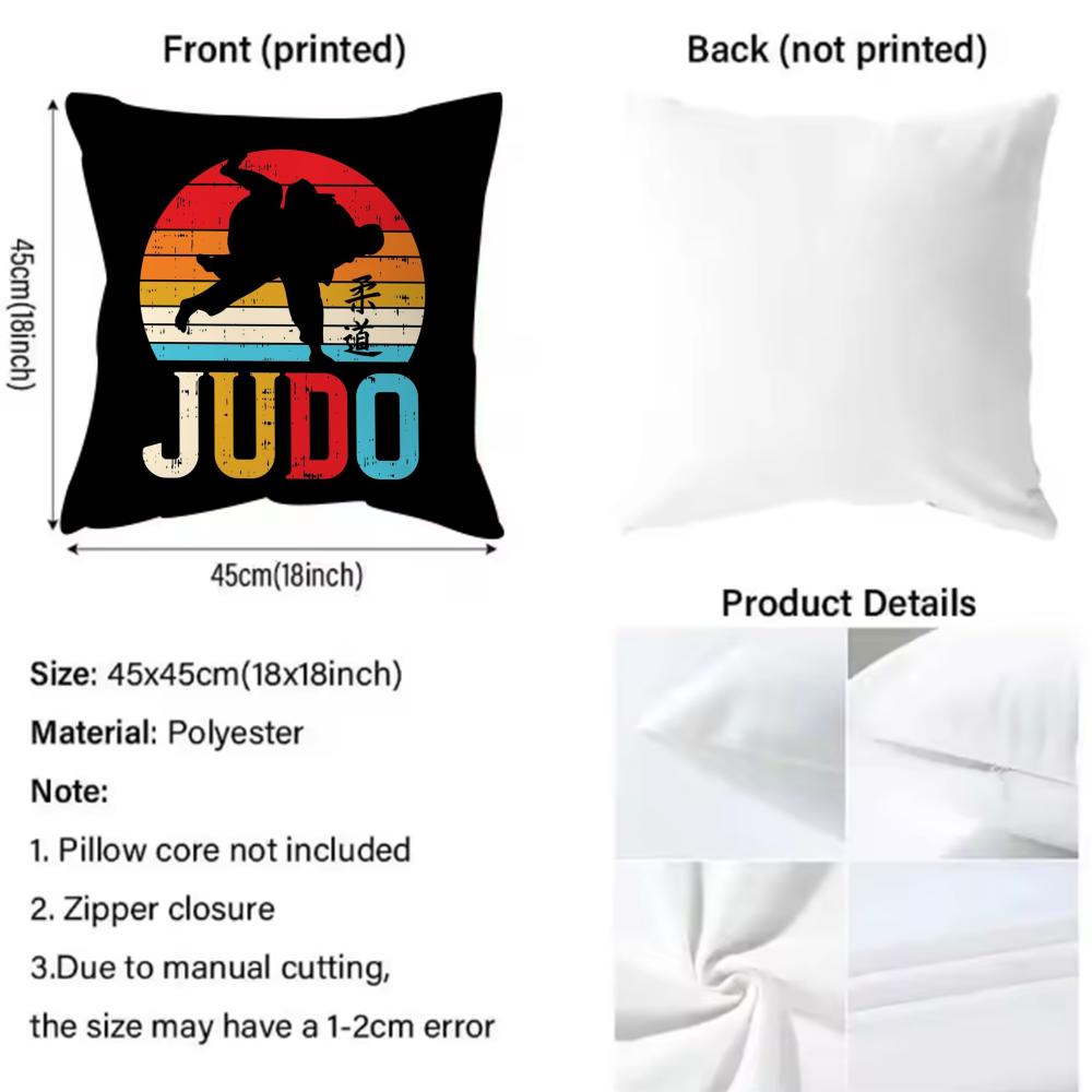 Sports Judo Martial Arts Cushion Cover Soft Decorative Pillow Case Suitable For Bedroom Sofa Car Travel Use