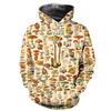 Felpa con cappuccio stampata in 3D con motivo a funghi colorati, felpa con cappuccio casual super larga, maglione da uomo stile street Harajuku