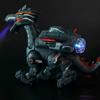 Electric Mechanical Dinosaur Toy With Sound Light Walking Toy Gifts For Boys Kids Spray Type Black