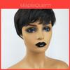 Elegant Pixie Cut Synthetic Wigs Short Hair Straight Black Wigs With Bangs For Women