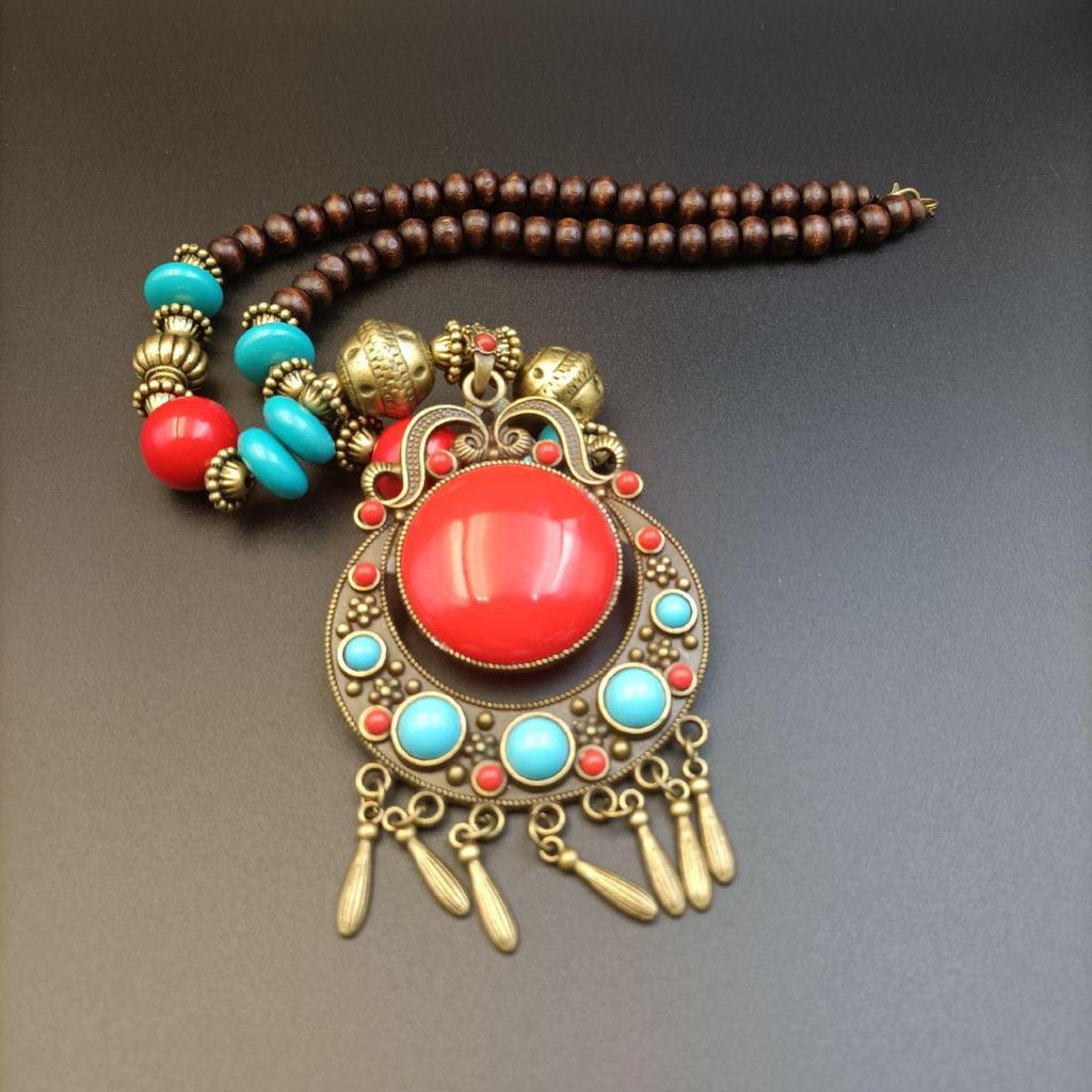 Bohemian Tibetan Ethnic Headwear Necklace: Women's Retro Forehead Ornament and Exotic Accessories.