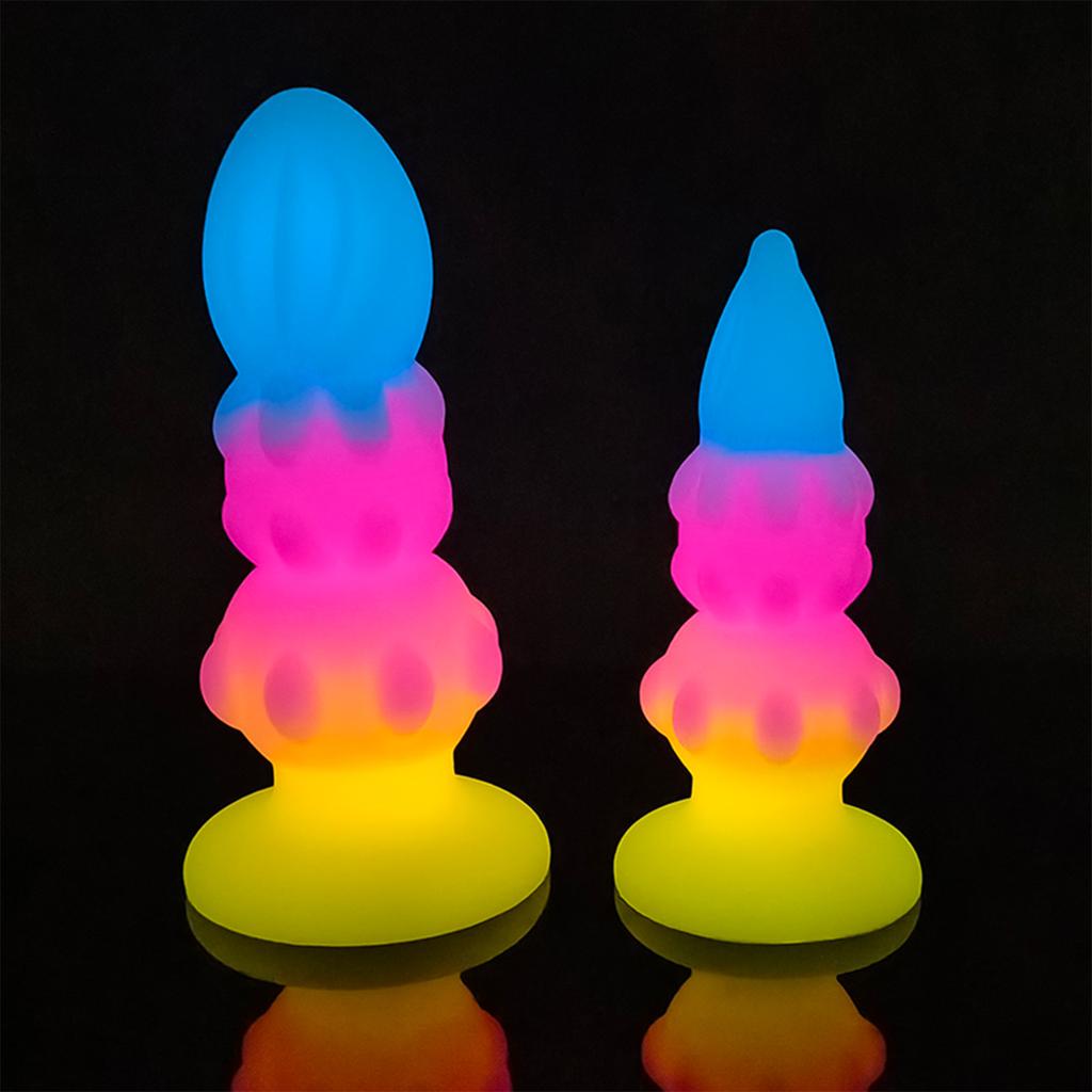 Gourd Flower Colors Luminous Butt Plug Soft Silicone Anal Dilator Sex Toys for Men and Women Masturbation Sex Toys