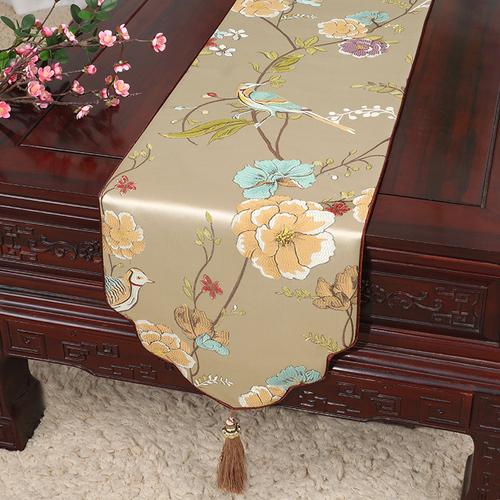 New Chinese Table Flag Modern Minimalist Bed Flag Towel Chinese Style Tea Tablecloth Classic Style Shoe Cabinet Cover Cloth Long Strip Tablecloth