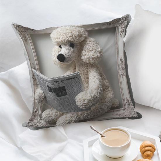 3D Animal Cushion Cover Imitation Embroidery Pillowcase Dog Alpaca Zippered Throw Pillow Cover for Home Farmhouse Couch Sofa Bed