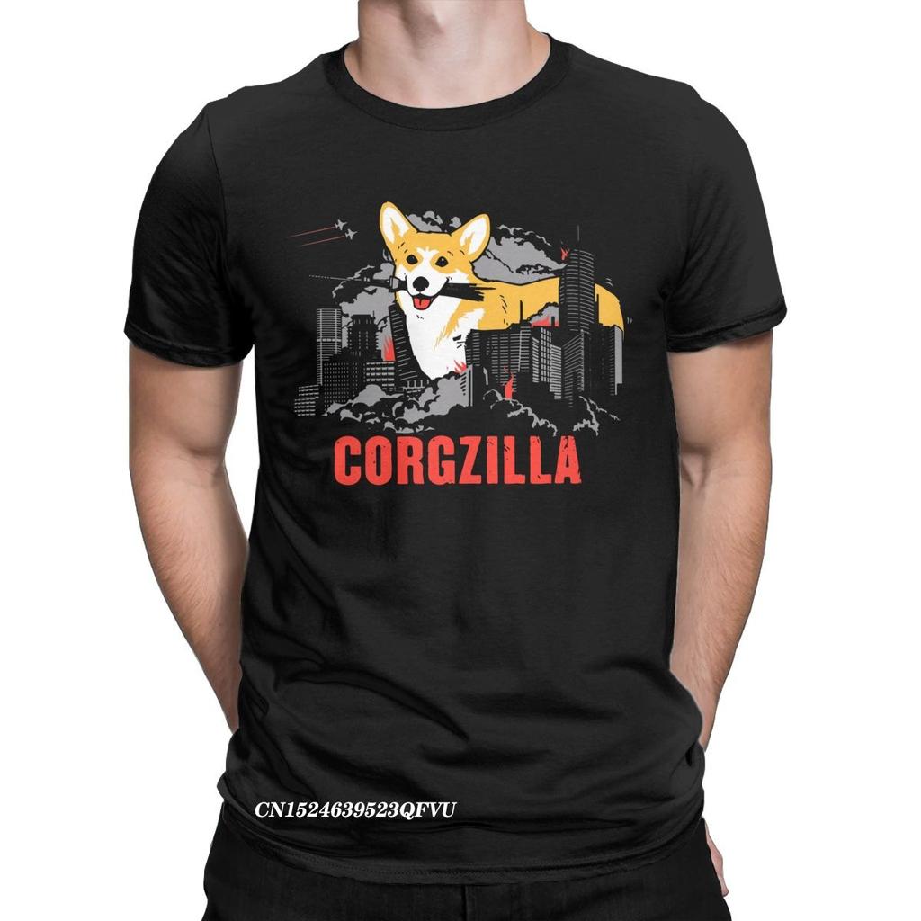 Maglietta da uomo CORGZILLA Corgi Dog Cucciolo Soffice Animale Domestico Cotone Premium Abbigliamento Divertente Harajuku Manga Magliette Magliette da Festa