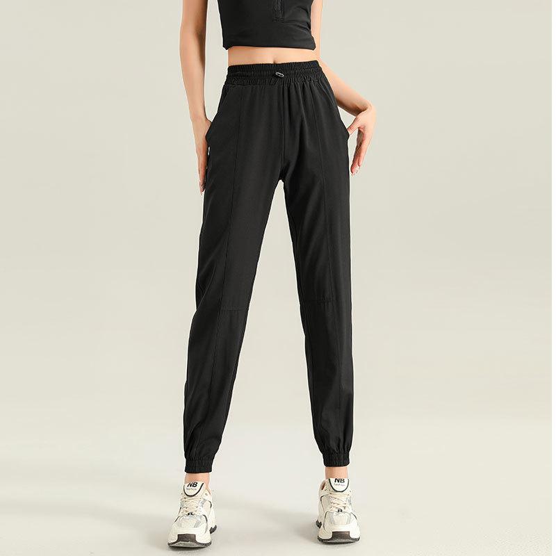 Women's High-End Quick-Dry Yoga & Running Set: Summer Half-Zip Short Sleeve Top with Loose Casual Ice Silk Pants