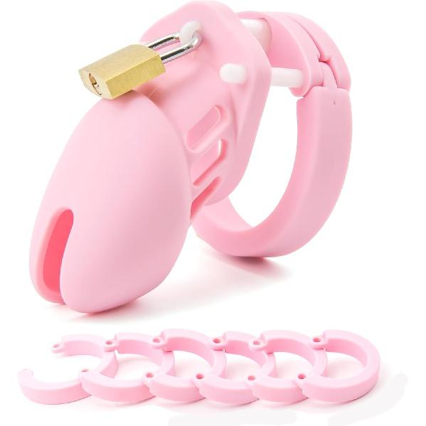 Silicone Cock Cage Chastity Cage Chastity Device for Male Penis Exercise (Pink)