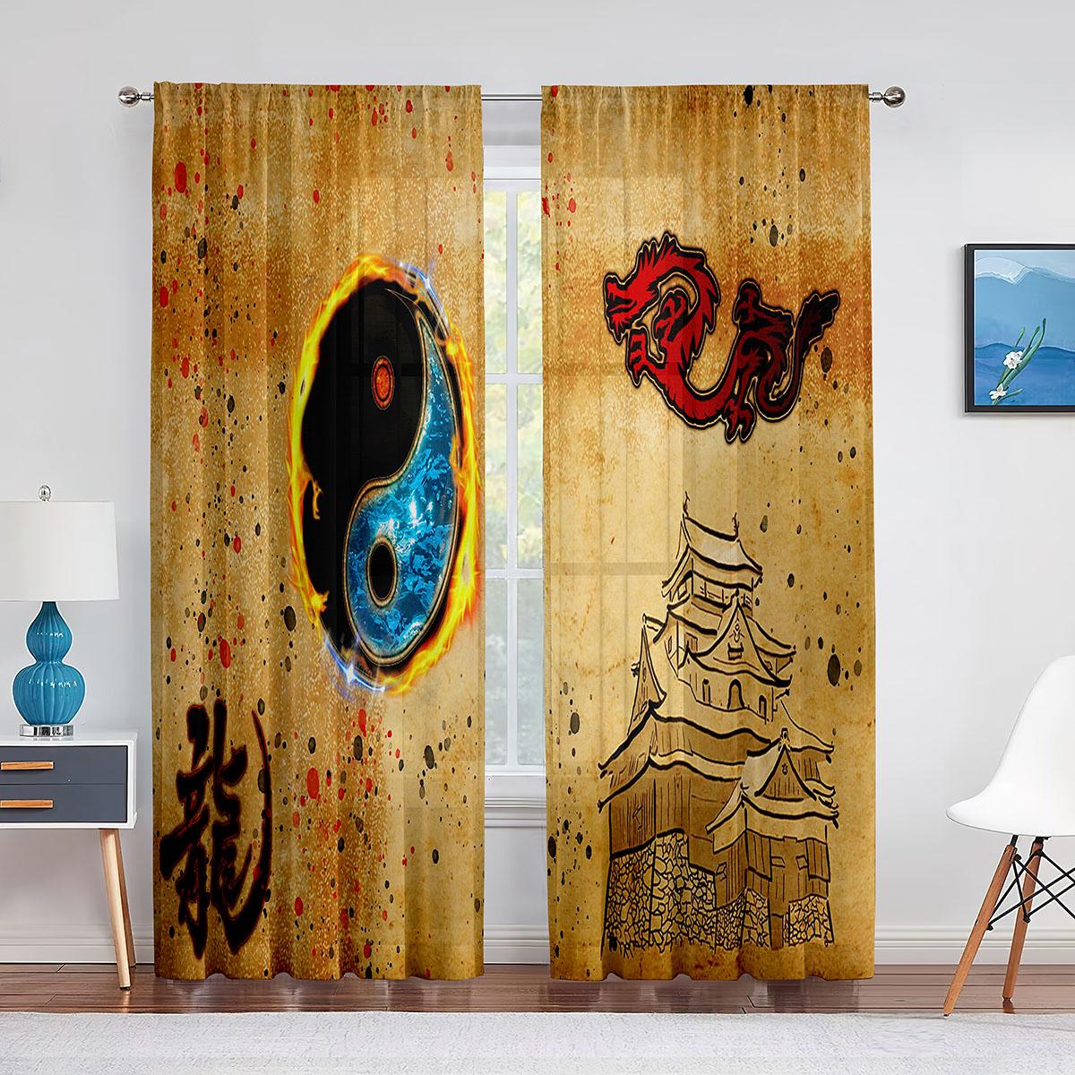 Инь-Янь психоделическое искусство тюль вуаль занавески для спальни декор окна гостиной — фото 3