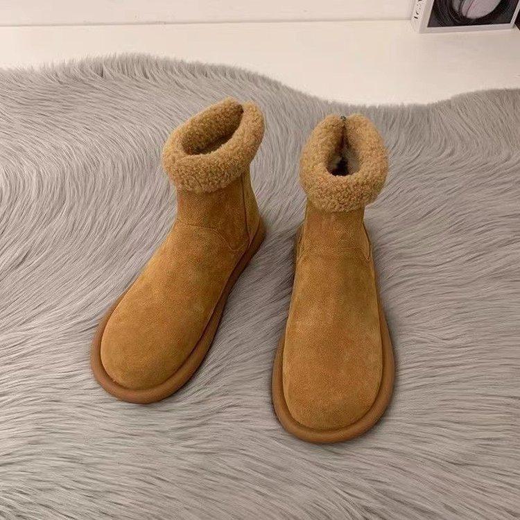 Retro outer wear winter warm velvet cotton boots versatile thick-soled women's boots fluffy shoes short boots Mori snow boots women