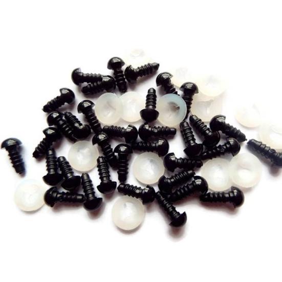 100 Uds. Ojos de juguete de plástico negro de 6-10mm seguridad DIY para muñecos de animales ositos de peluche