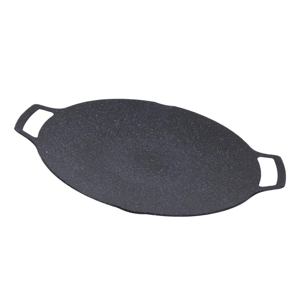Korean Grill Pan Nonstick Round BBQ Griddle with 2 Handle Compatible for Induction Cooker Gas Stove Indoor Outdoor