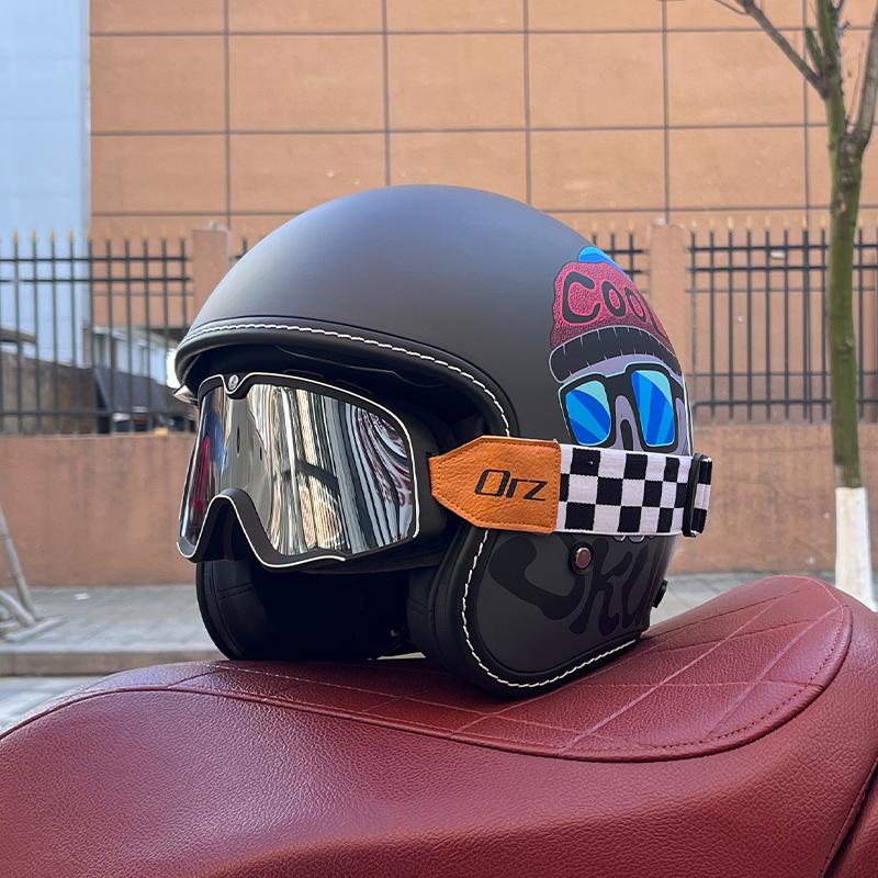 2024 NEW Motorcycle Helmet for Men and Women 3C Certification 3/4 Helmet Retro Half Helmet Motorcycle Commuting for All Seasons