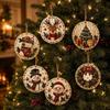 6PCS Christmas Wooden Ornaments DIY Kit Unfinished Diamond Painting Beads for Tree Hanging Holiday Home Craft Decor Supplies