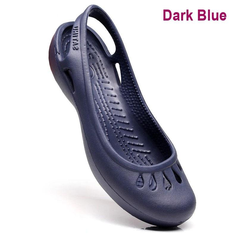 Sommer leichte Anti-Rutsch-Loch-Schuhe Clog für Damen Flache Unterseite Sandalen Krankenschwester Outdoor Strand Jelly