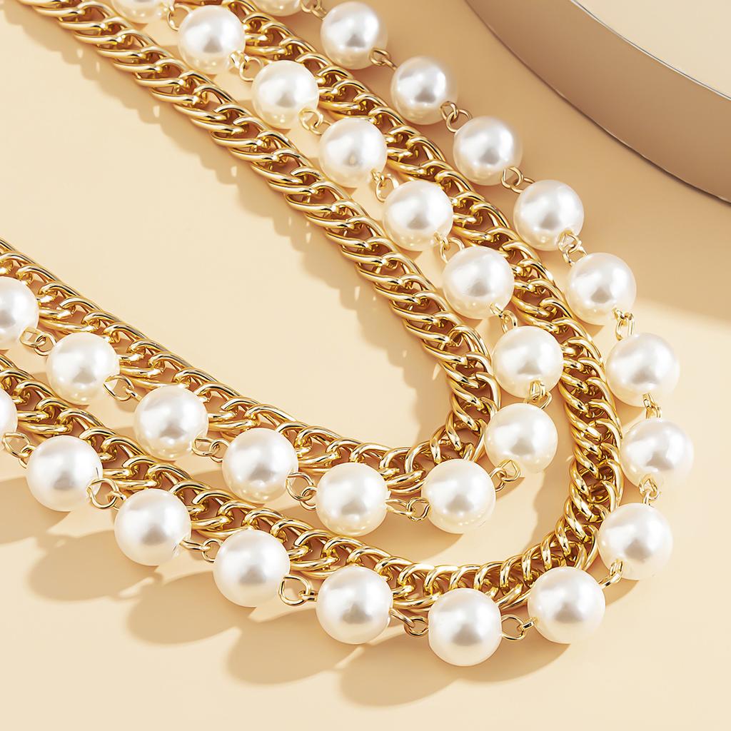 Hip-hop metalltextur pärlimitation flerkretsad midjekedja, temperamentliten doftande kedja kroppskedja