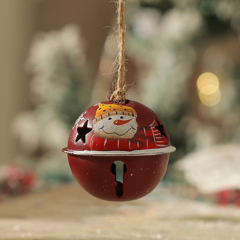 1PC Santa Claus Bell Decoration Xmas Tree Ornaments Vintage Iron Pendant Creative Elk Snowman Hanging Ornament Christmas Bells