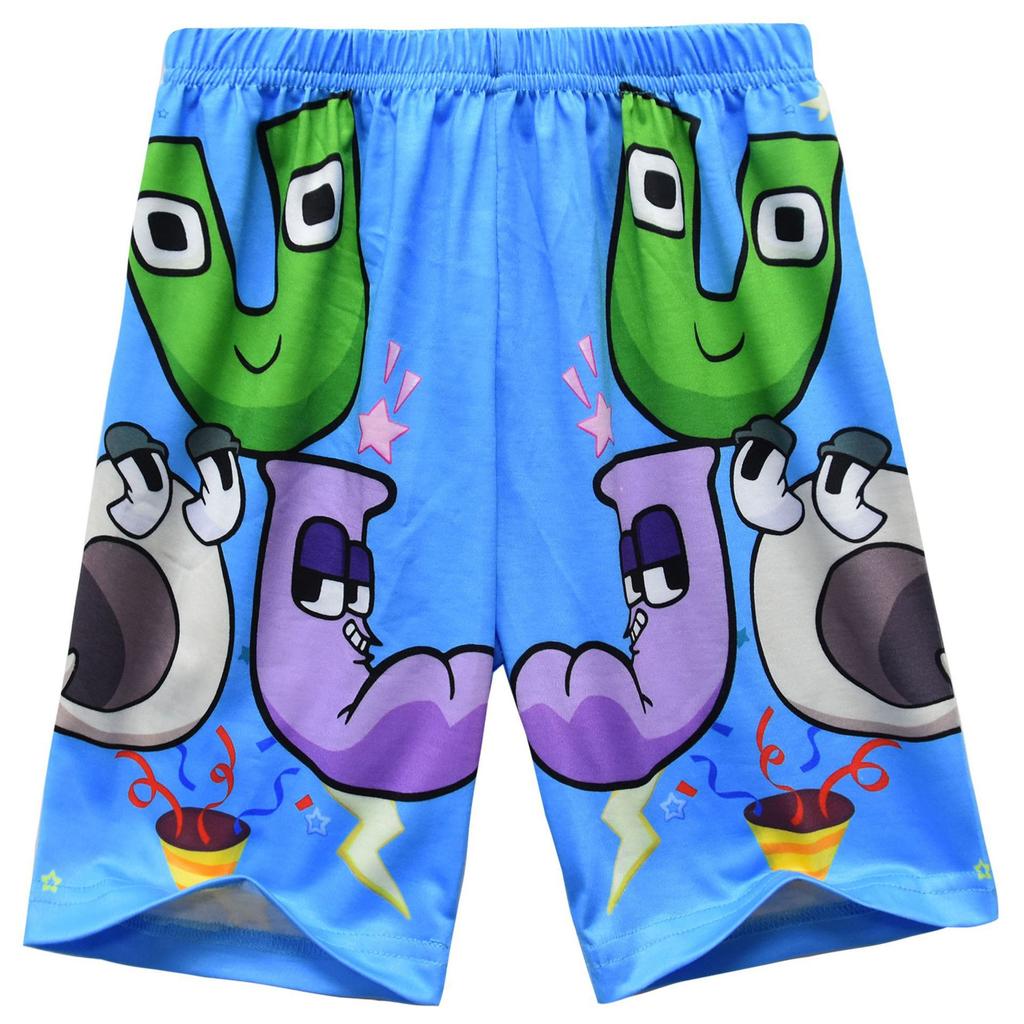 Kurzärmeliges Kinder-, Cartoon-Digitaldruck-Set, Kinder-Kurzarm-Schlafanzug-Set 91097
