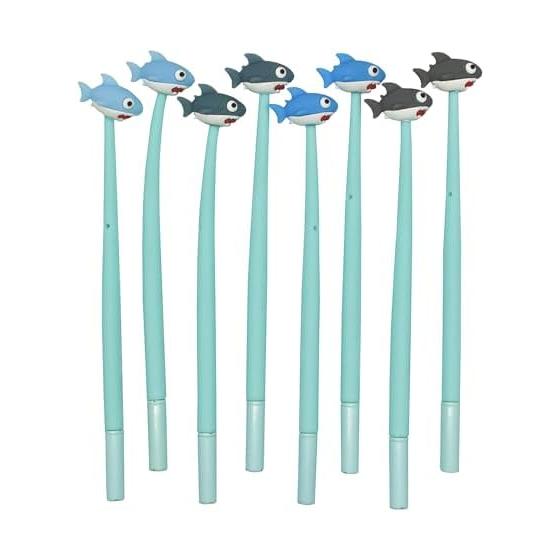 Set of 4 Cute Shark Ballpoint Pens, 1.0mm Black Ink, Ideal for Students, Stationery, Smooth Writing, Fun & Novelty Gift for Kids, Planners, Office