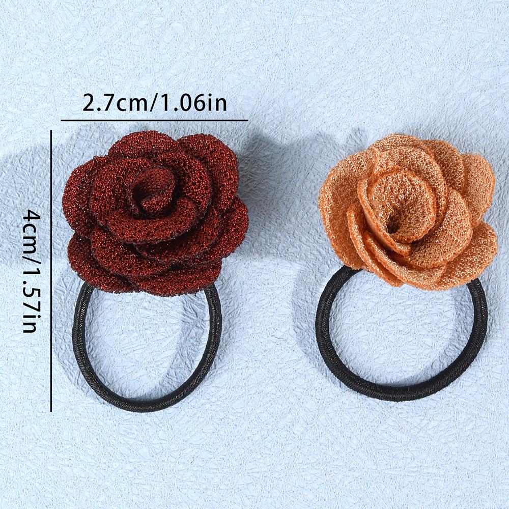 10Pcs Sweet Flower Elastic Hair Bands Camellia Floral Hair Ties Cute High Elasticity Scrunchies Girls Kids Children Accessories