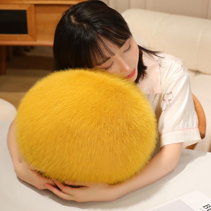 30x30cm Fluffy Ball Plush Toy Colorful Sport Indoor Interactive Plushie Back Support Cushion Birthday Gift