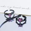 Dark Sweet Cool Pink Zircon Love Open Ring Punk Stacked Wear Personality Niche High Sense Girlfriend Ring Girl