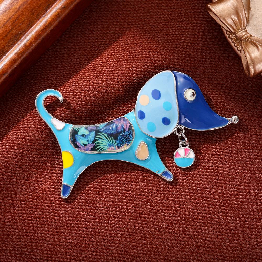 Creative personality glazed puppy brooch cute animal imitation enamel high-end corsage women's suit coat pin buckle