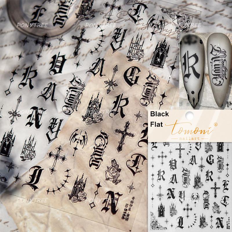 Punk Silver Metal Line Star Flower Love Colorful Butterfly Nail Art Stickers Horror Halloween Decorations Manicure Decals