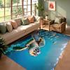 Sea Turtle Pattern Living Room Carpet Ocean Themed Home Decor Area Rug Soft Non-slip Floor Mat for Bedroom Living Room