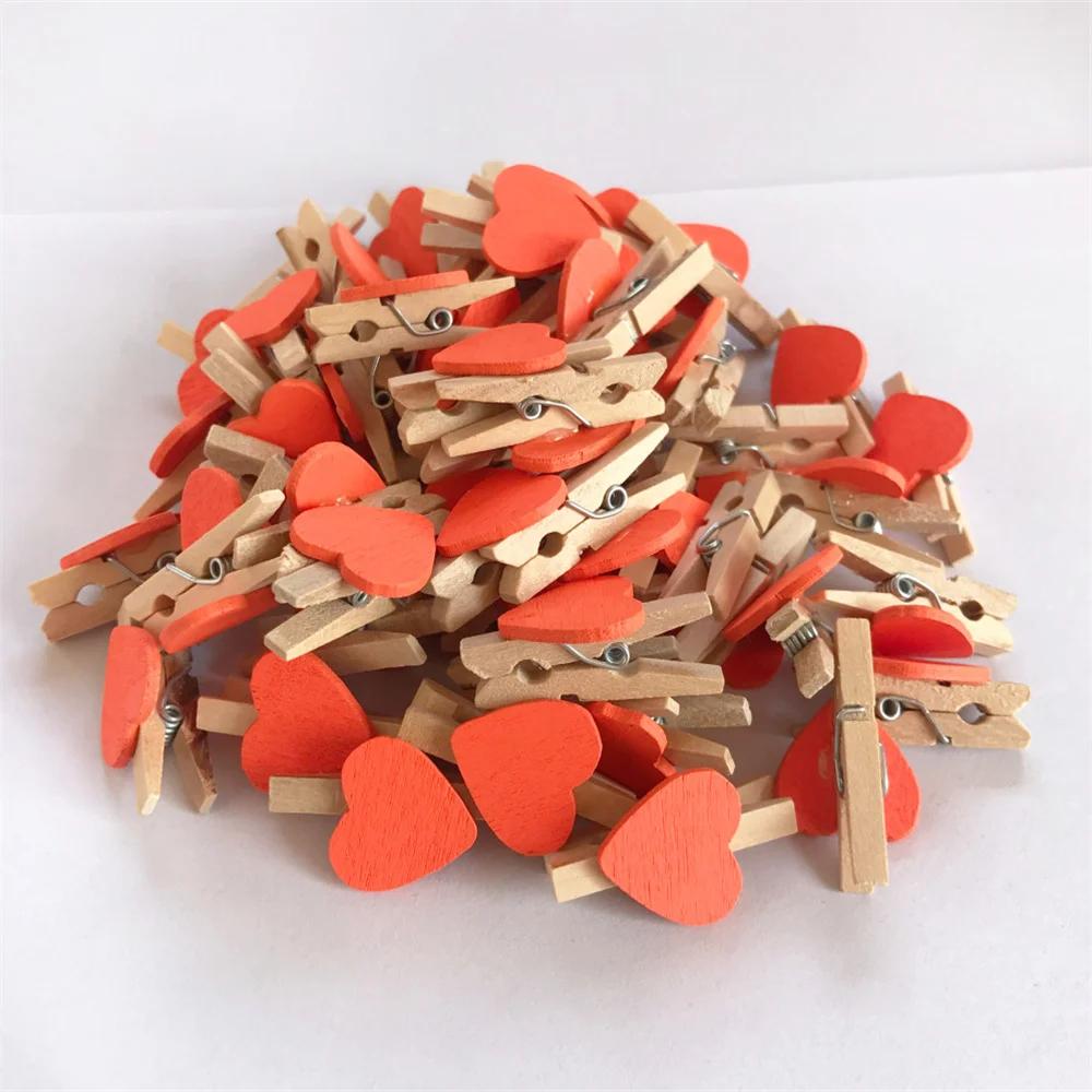 2024 neue 50 Teile/satz Holz Clips Liebe Herz Pegs Wäscheklammer DIY Nette Hochzeit Dekoration Handwerk Pegs Wäscheklammer