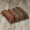 Hot Selling Crazy Horse Leather Pencil Case & Eyeglasses Bag - Unisex Zippered Storage for Stationery & Fountain Pens (Black)