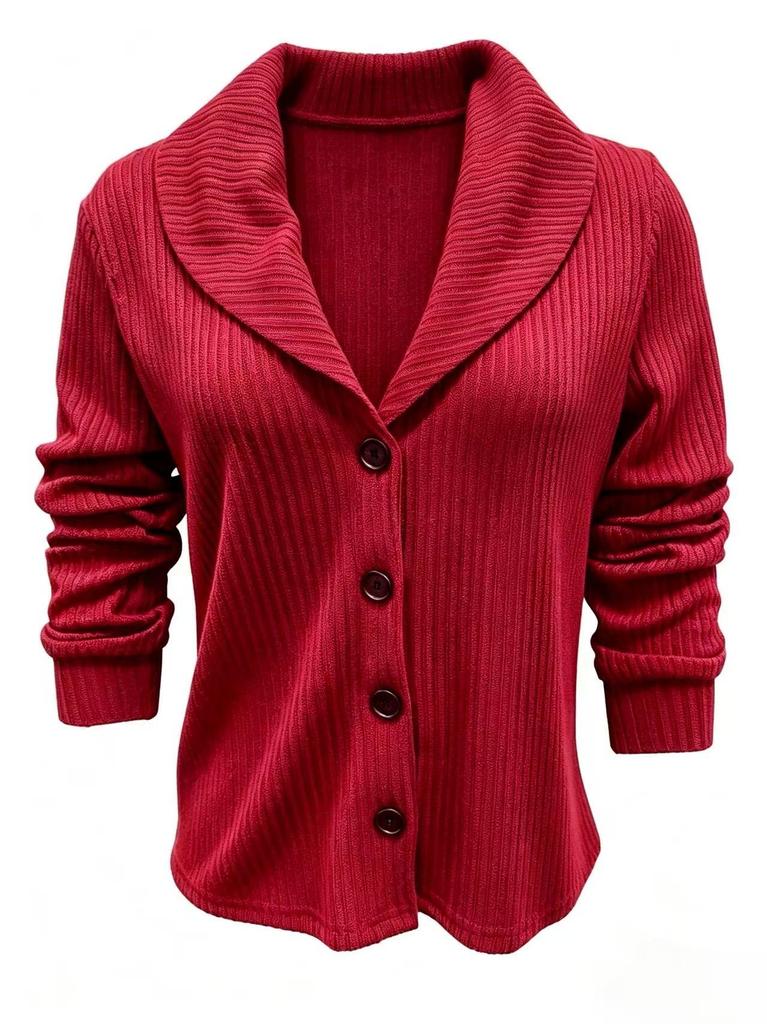 2026 European & American Women's Autumn/Winter Nine-Sleeve Lapel Button Solid Color Fashion