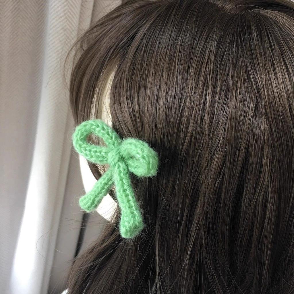 Sweet Knitting Yarn Bowknot Hair Clip Lazy Hairpin Duckbill Hairclips Barrettes for Women Side Bangs Hair Styling Tool